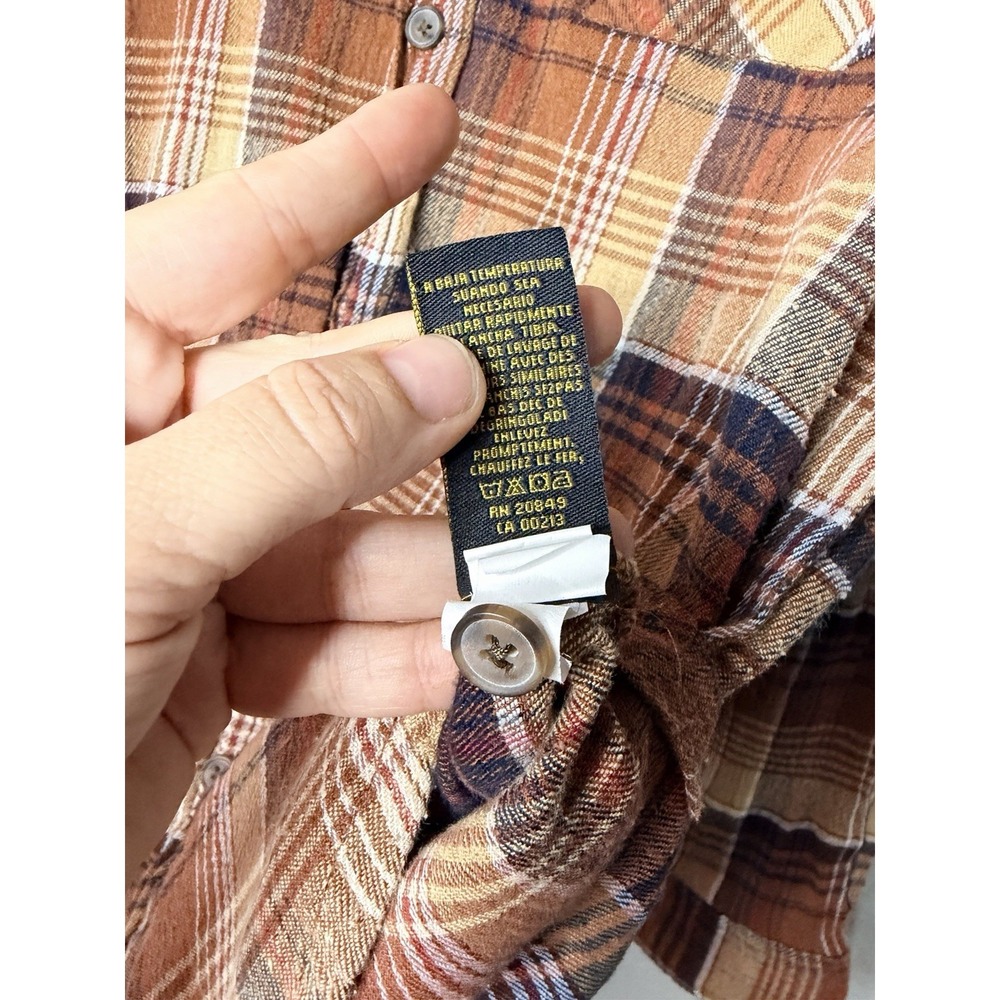 Vtg Stanley Plaid Workwear Shirt Mens Size Large Brown Long Sleeve Button Front - Picture 5 of 7
